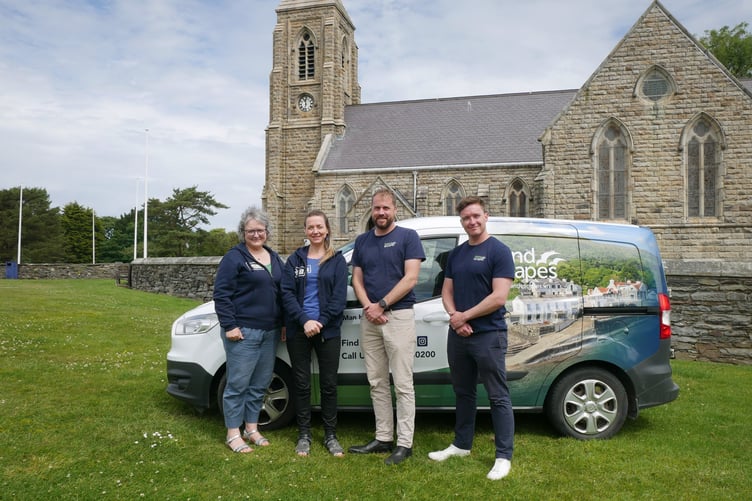 (Left to right): Dr Breesha Maddrell and Chloe Woolley from Culture Vannin and John Keggin and Jamie Stott from Island Escapes