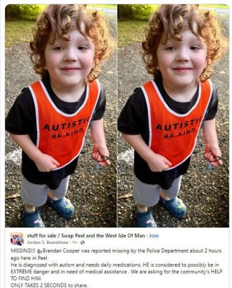 Missing child scam on Facebook