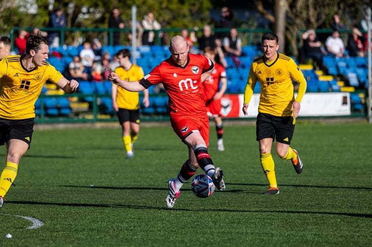 Ryan Gartland in action for FC Isle of Man (Photo: Gary Weightman)