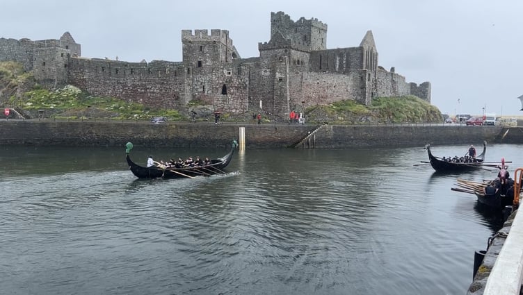 There were large crowds in Peel to watch the annual World Championship Viking Longboat Races