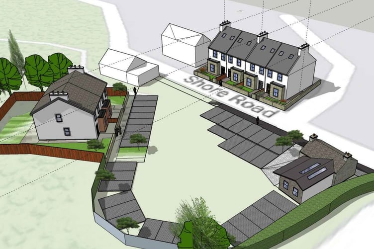 Designs for new homes and commercial premises at the Waterfall pub site in Glen Maye