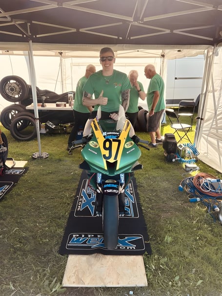 Irish racer Anthony O'Carroll preparing for the Southern 100