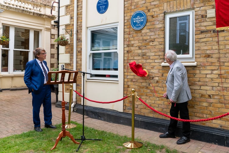 The unveiling of the plaque for Sir Norman Wisdom at Brinsworth House