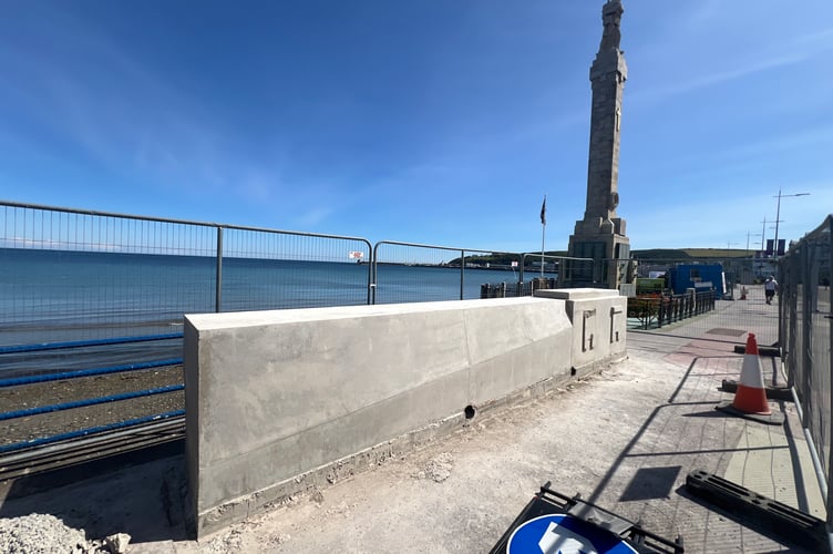 A short section of wall has been erected by the Cenotaph to give an idea of what it will look like.