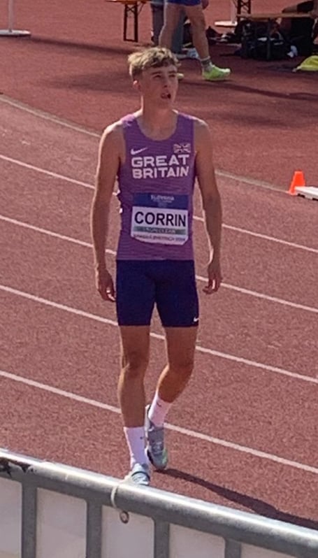 Regan Corrin competing for Great Britain at the European Under-18 Championships in Slovakia