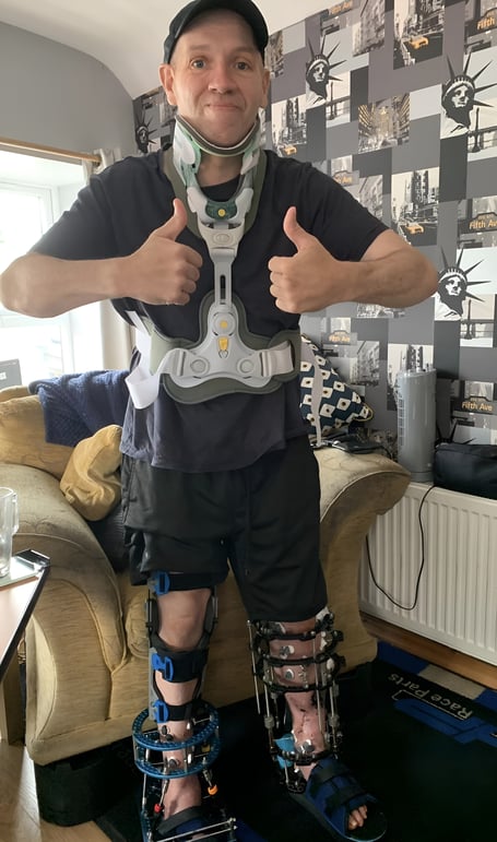 TT rider Anthony Redmond his home after weeks of hospital treatment following a crash