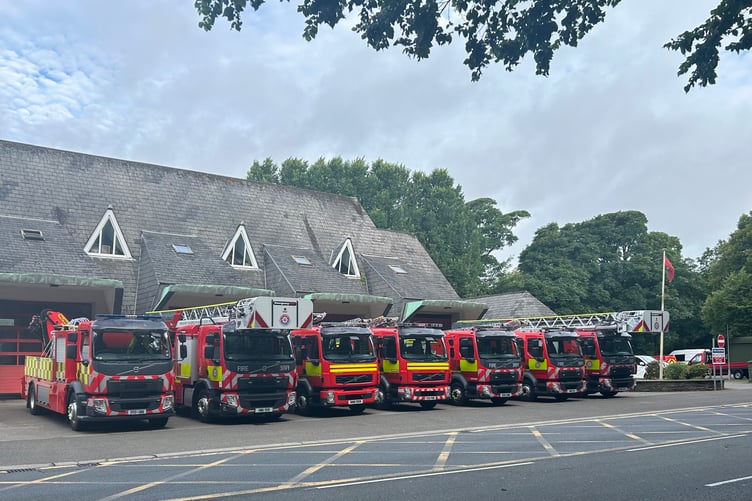 Alison Cowin sent in this shot of the appliances outside Douglas fire station