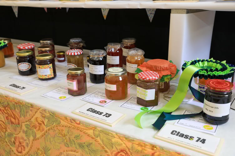 Jars of different flavoured jams
