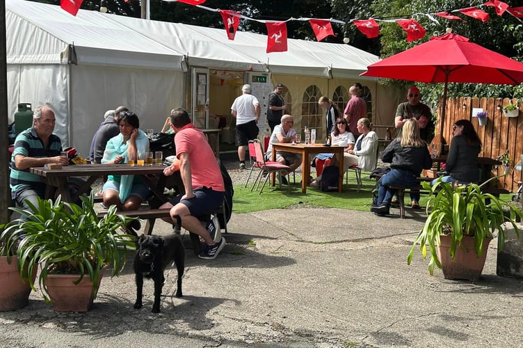 Crowds enjoyed beer in the sun on Saturday afternoon
