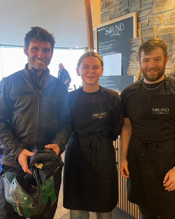 Guy Martin was pictured at the Cafe at the Sound on Monday