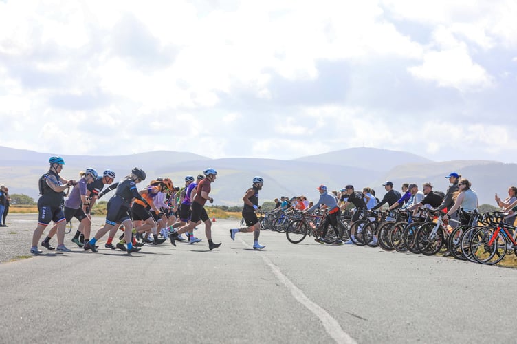 As the name suggests, competitors in last weekend's Le Dans 24-hour cycle race had a Le Mans-style massed start at the Jurby track (Photo: Callum Staley)