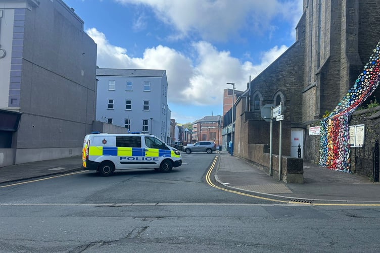 Police at the scene in Douglas