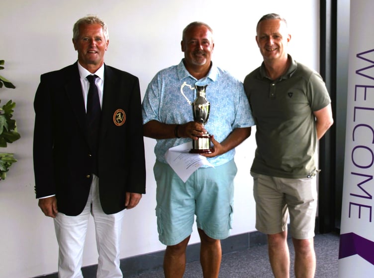 (Left to right) Isle of Man Golf president elect Gary Ashe, Keith Ward and Richard Hulme of sponsor Tower Insurance