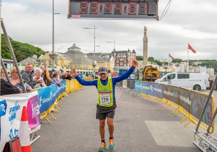 Geoff Hain finishing this year's event on Douglas Promenade