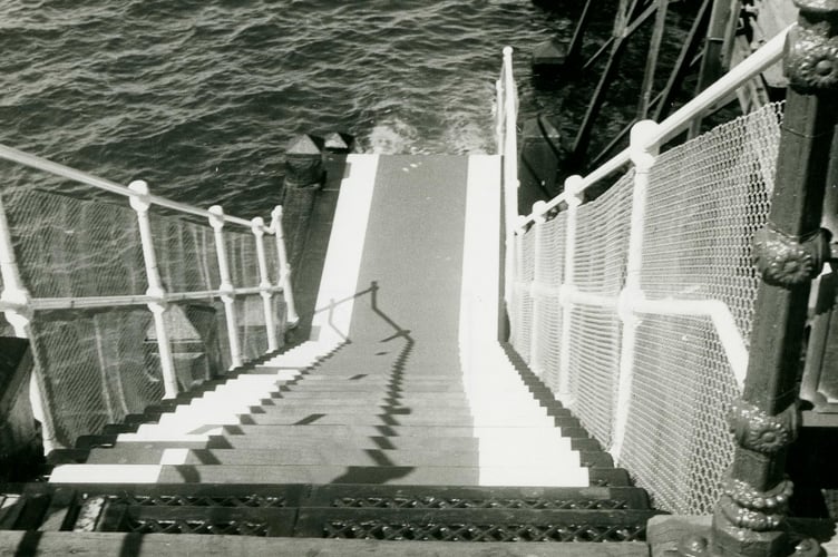 The steps at Ramsey's Queen's Pier in 1955