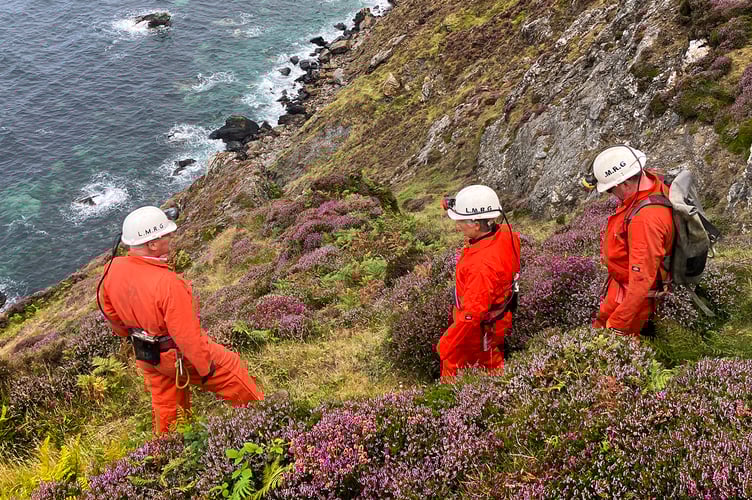 The perilous descent down the cliff to North Bradda Mine