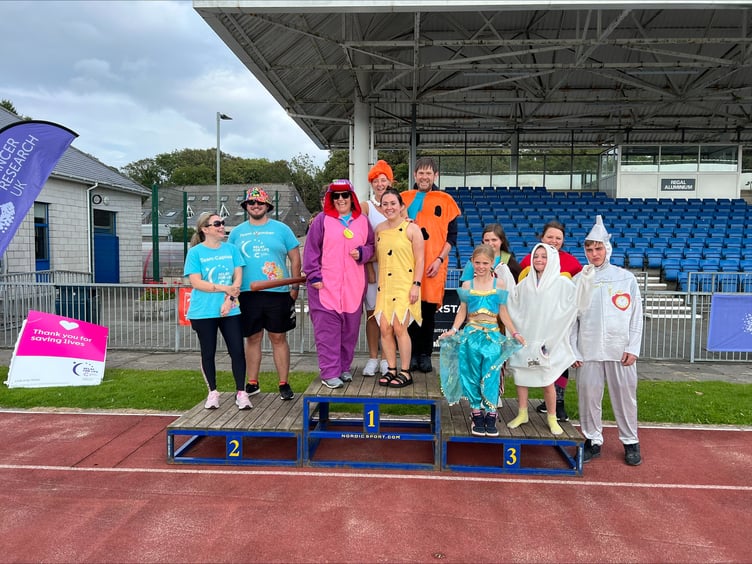 The winners podium