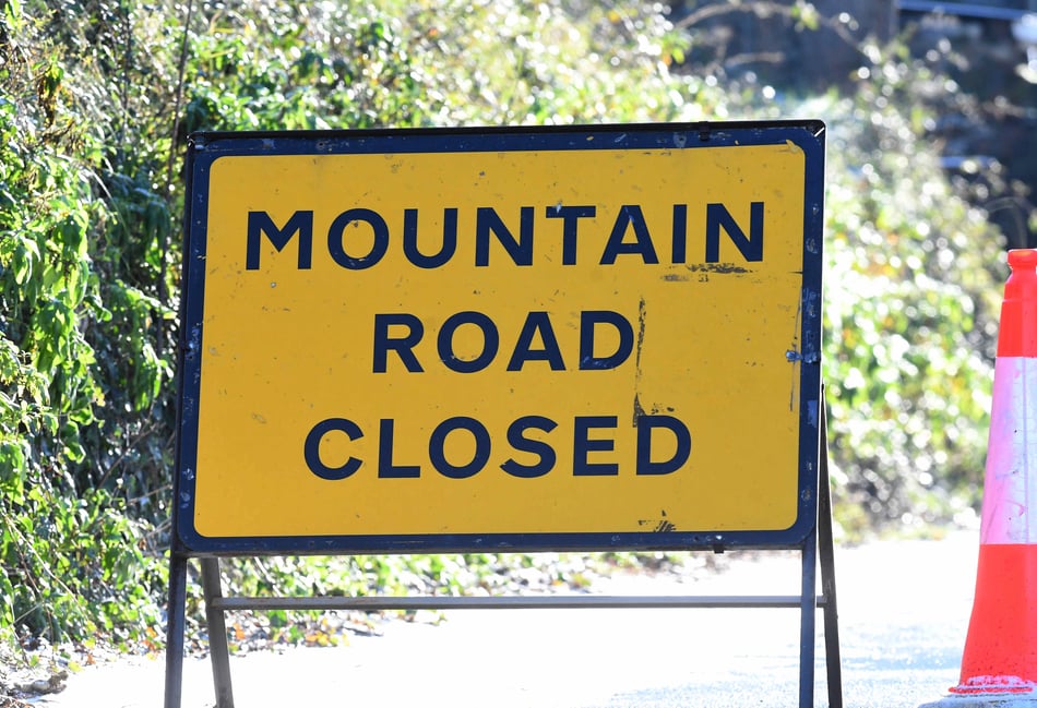 Section of Mountain Road closed following road traffic collision