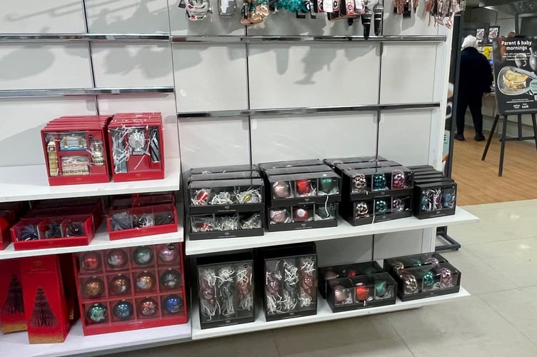Christmas decorations on display at M&S in Douglas