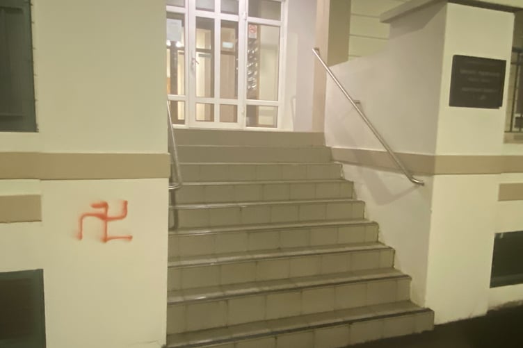 Swastika daubed outside Queen's Apartments