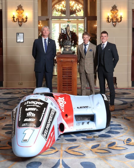 Ben and Tom Birchall have been awarded the Royal Automobile Club’s Seagrave Trophy. The sidecar pair are pictured with RAC Chairman Duncan Wiltshire