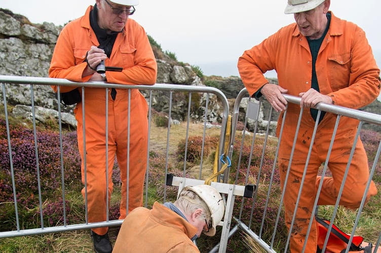 Members of the Laxey Mines Research Group are investigating the sinkhole at the Chasms