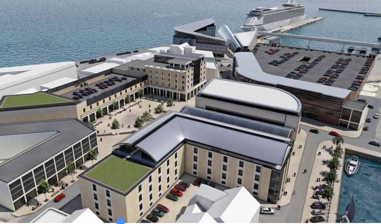 Masterplan's visualisation of the Fort and new Sea Terminal development in the background