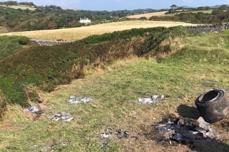 Fire damage to Cronk my Merriu hill fort