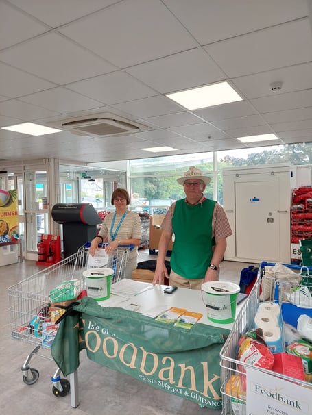 An Isle of Man Foodbank stall at the Little Switzerland Tesco store in Douglas
