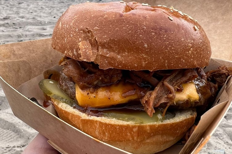 The signature burger at Smoky Sam's BBQ at The Nook