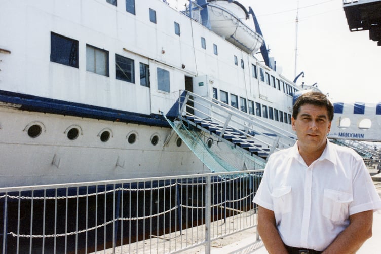 The former Isle of Man Ferry, the SS Manxman, became a nightspot at a dry dock in Hull. Pictured is general manager Peter McKenna in front of the ship on July 9, 1995
