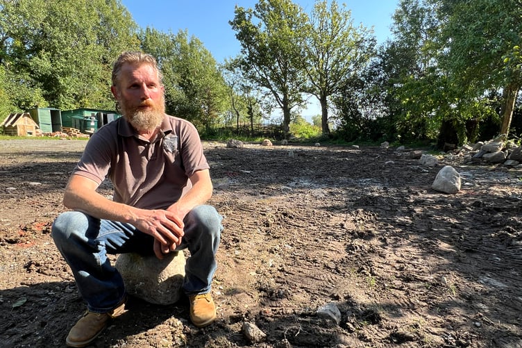 Chris Hall at the site of the planned Viking longhouse