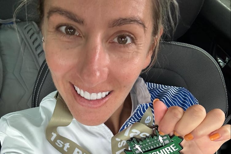 Christa Cain after winning the Cheshire Half-Marathon