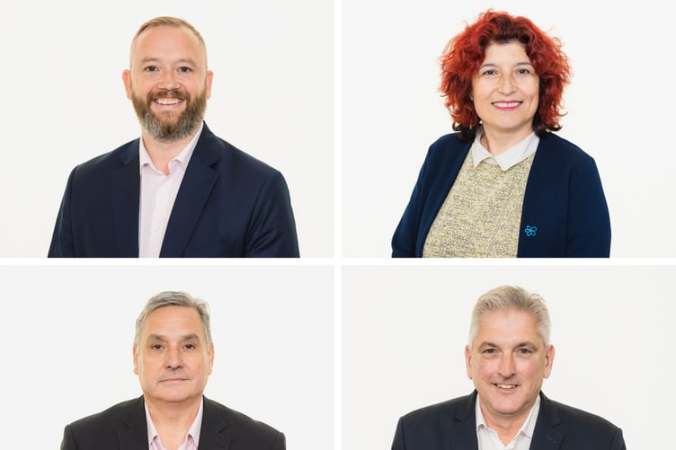 Clockwise (left to right) Steven Taylor, Dr Florida Clements, Andrew Jamieson and Andrew Mackness