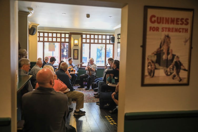 Traditional Music Weekend session at O'Donnell's on Castle Street, Douglas
