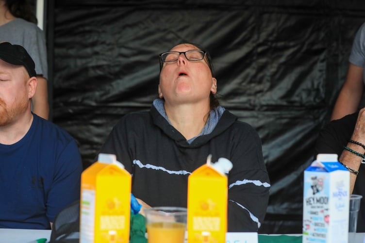 A participant in the chilli eating contest soldiers on!