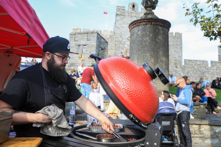 Sam Levi from Smoky Sam's BBQ cooking up a storm