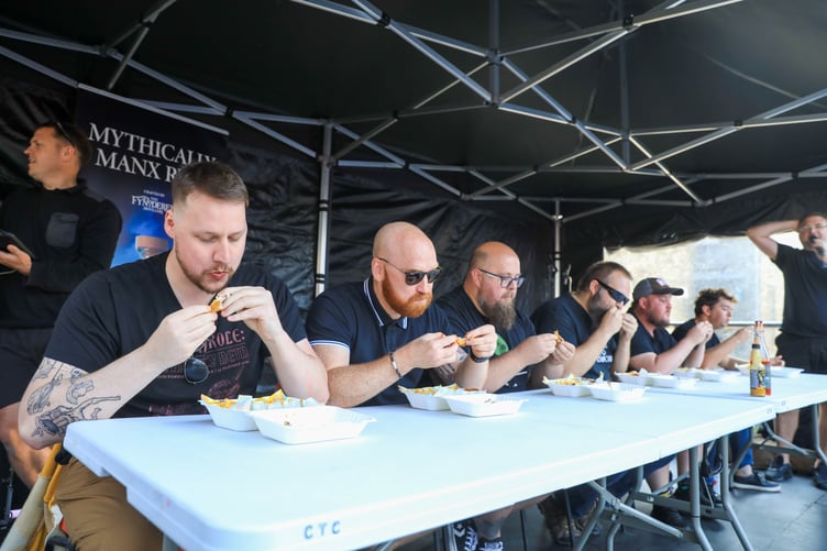 The hot wing eating challenge gets underway