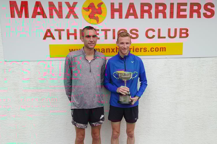 Ollie Lockley with the Karran Cup and third-place finisher Peter Atherton. Runner-up Will Draper had already left