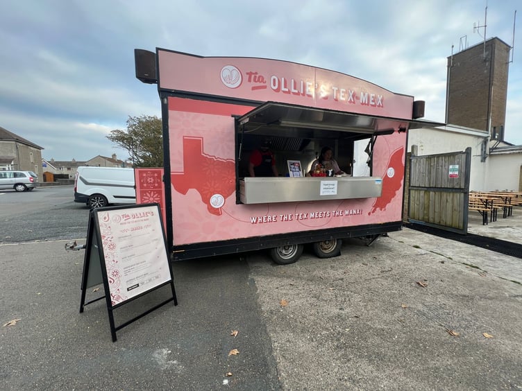 The Tia Ollie's Tex Mex vendor set up in Port Erin