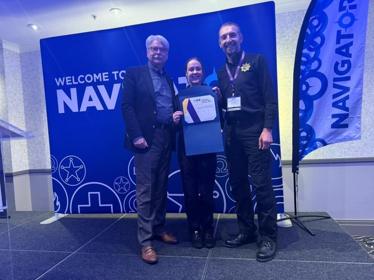 Left to right: President of the IAED Jerry Overton, ESJCR operator Leigh Watson and quality assurance and training officer Phil Bell-Scott