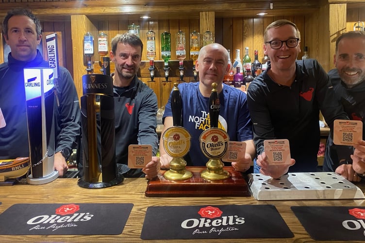 Left to right: Matthew Palmer, John Coppell, Manx Arms landlord Steve Harding, Paul Healey and Stephen Corran