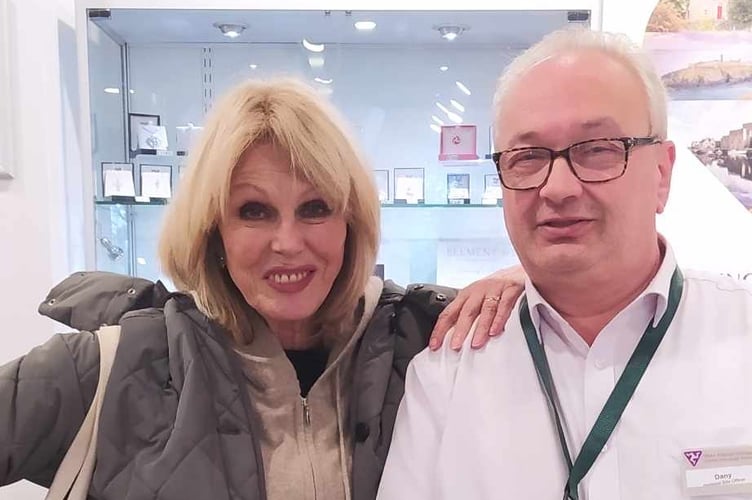 Dame Joanna Lumley with Danny Tortasso at the Manx Museum
