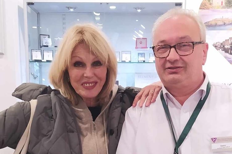 Dame Joanna Lumley with Danny Tortasso at the Manx Museum