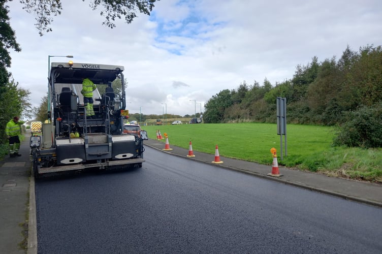 Surfacing work on Braddan Road