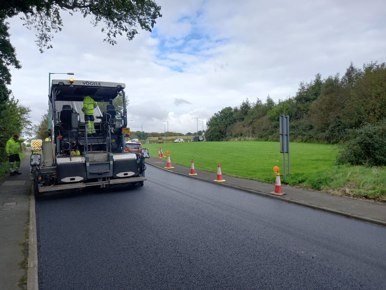Surfacing work on Braddan Road