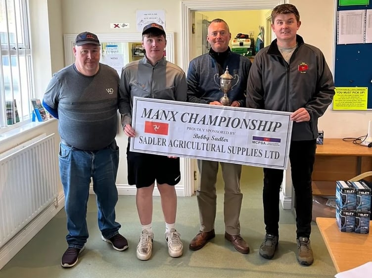 Prizewinners at Ayre Clay Target Club's 100-bird Olympic Trap Manx Championships