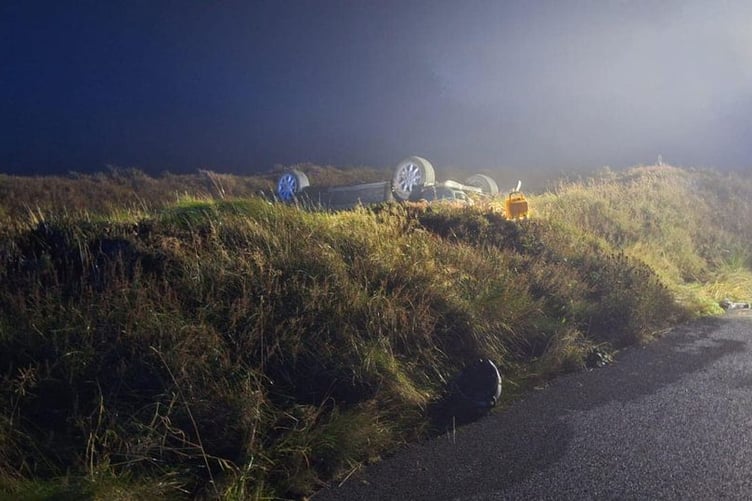 Fire and rescue crews responded to a single-vehicle RTC on the Sloc the evening