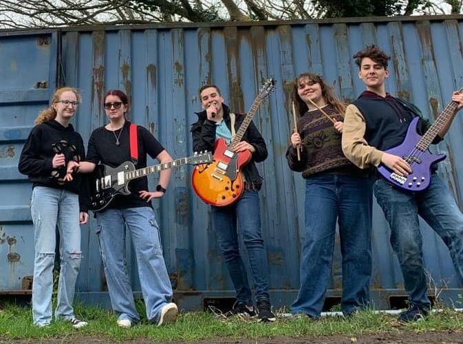The band 'No More Time', consisting of Ramsey Grammar School students
