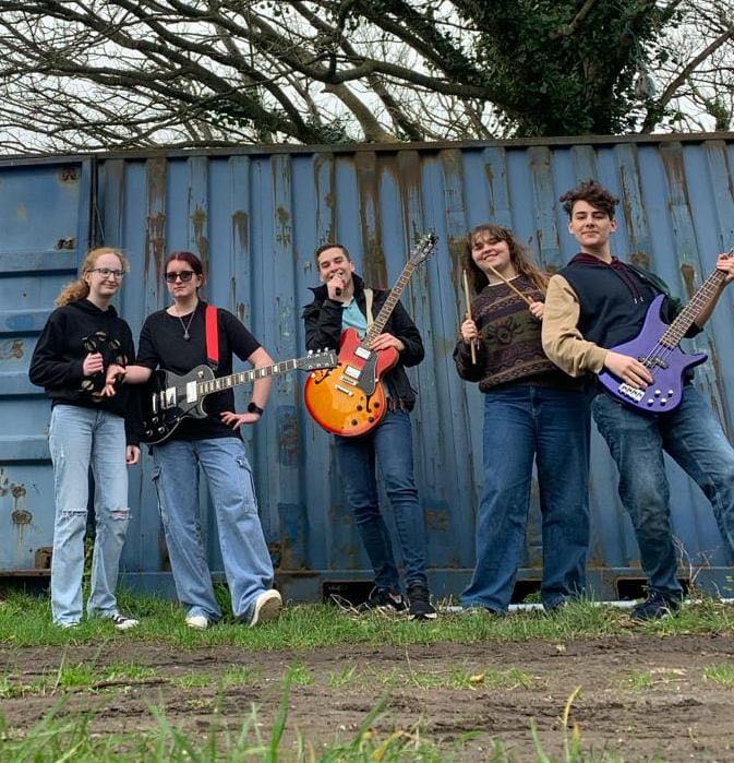 The band 'No More Time', consisting of Ramsey Grammar School students